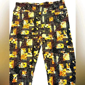 Lularoe TC yellow &black floral leggings .OG designer Patrick quality & fit .New